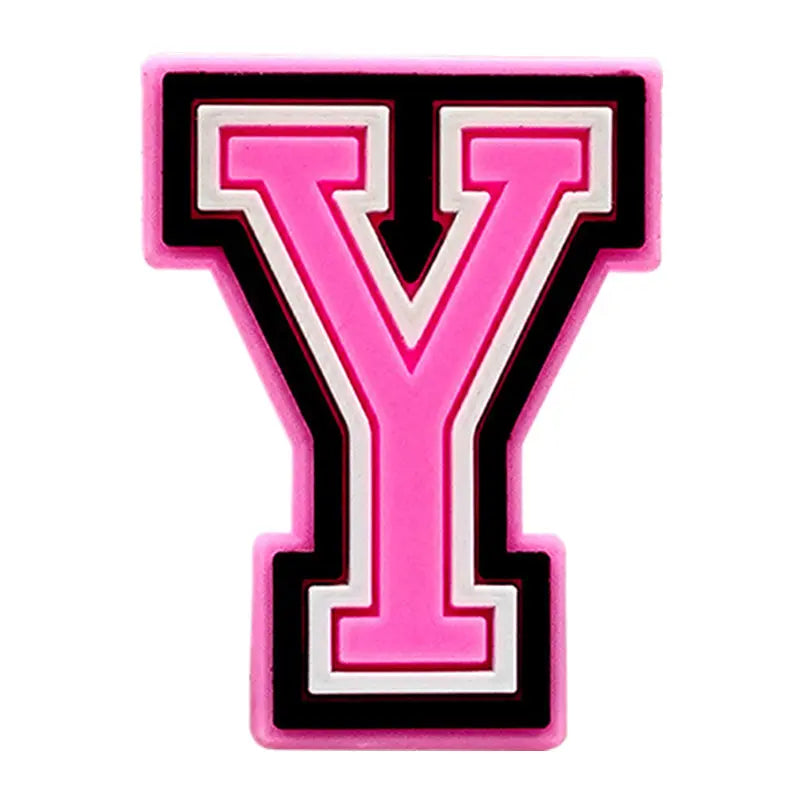 Pink Letter Shoe Charms for Crocs Accessories Women Clogs Pins Men Badge Kids Jeans Girls Decorations Buckle Shoes Accessories