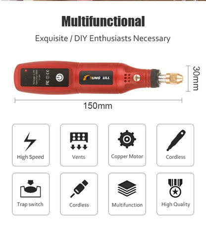 USB Rechargeable Cordless Engraving Pen Wireless Electric Drill Rotary Tool for Jewelry Glass - Portable Handheld Engraver - Smarsty