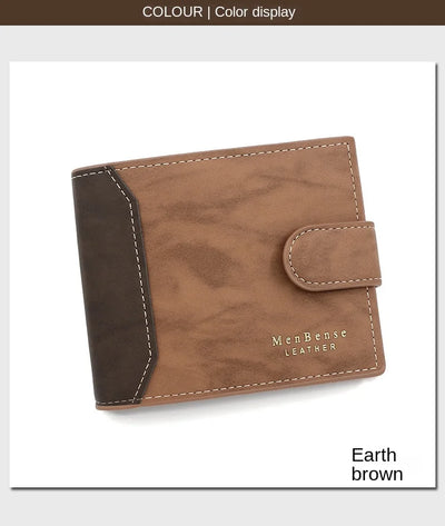 Men's Wallet with Hasp Business Card Holder Case Male Short Purse PU Leather Money Bag for Men Credit Card Wallets - Smarsty