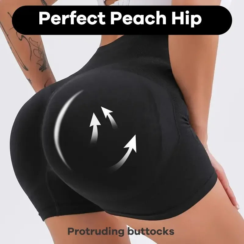 CZGUKE Women High Waist Workout Shorts Butt Lifting Tummy Control Ruched Booty Smile Yoga Short Pant - Smarsty