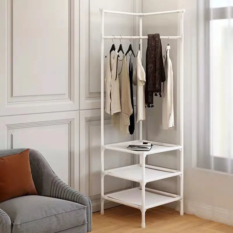 Corner Coat Hat Rack Multifunction Multi-Layer Floor Standing Corner Hanger Detachable Removable Metal Clothing Storage Shelf