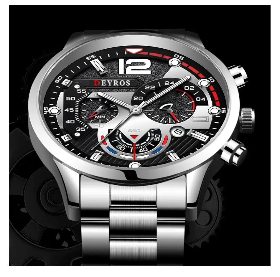 Luxury Men's Silver Quartz Watch With Luminous Feature - Smarsty