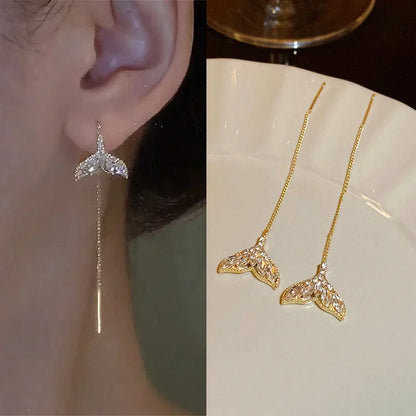 Rose Gold Drop Earrings with Zircon Crystals for Women - Smarsty
