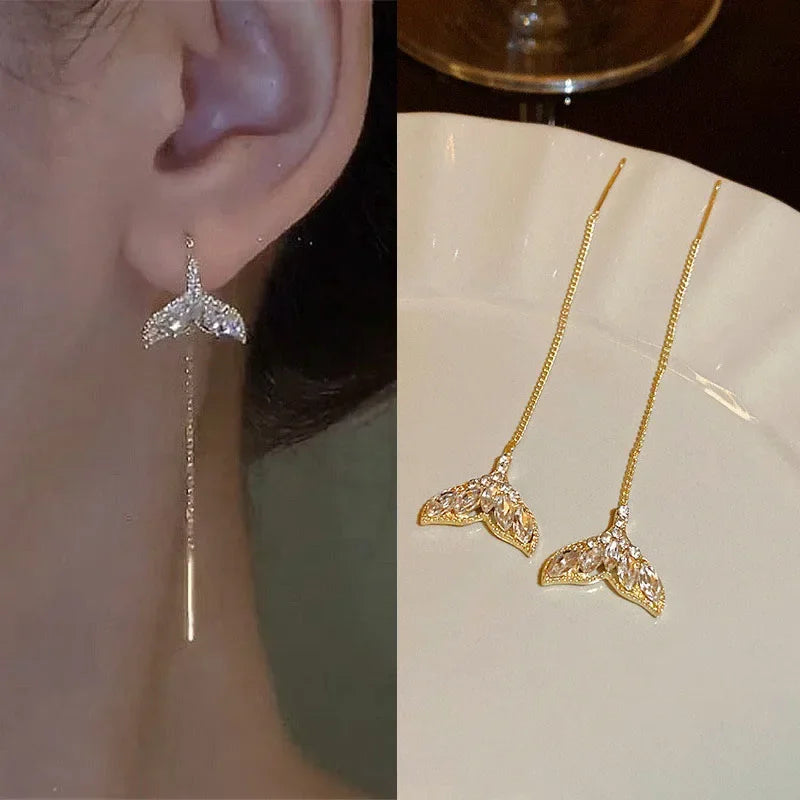 Rose Gold Drop Earrings with Zircon Crystals for Women - Smarsty