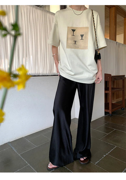 Satin Wide Leg Pants Long Floor Casual Pants Women's Summer - Smarsty