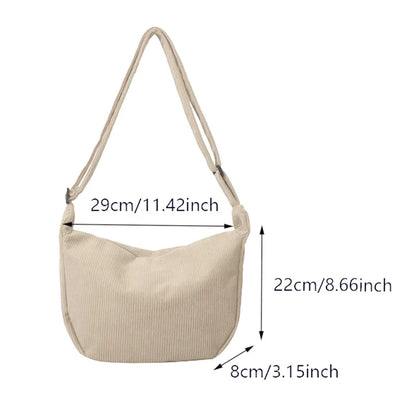 Corduroy Shoulder Bag Minimalist Crossbody For Women - Smarsty