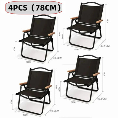 4/2/1PCS-khaki Camping Chair Portable Outdoor Chair Aluminum Alloy Wood Grain Folding Chair Camping Equipment Kermit Chair by Smarsty