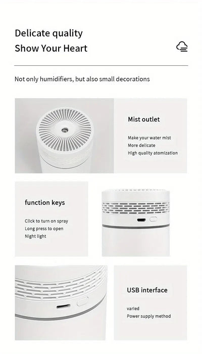 Portable USB Car Air Humidifier with LED Light - Smarsty