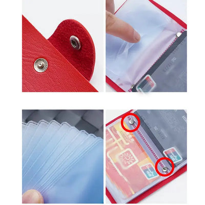 24 Bits Credit Card Holder Business Bank Card Pocket PU Large Capacity Card Cash Storage Clip Organizer Case ID Holder Pouch - Smarsty