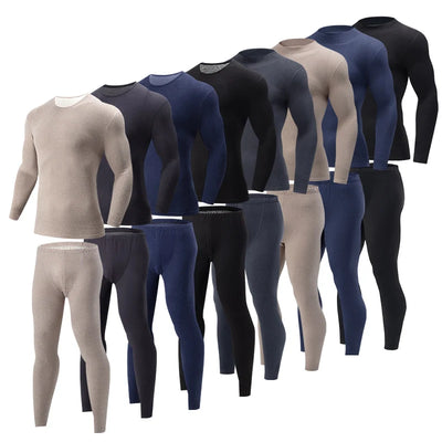 2/4 Pcs Men's Solid Color Simple Autumn And Winter Thermal Underwear Comfortable And Casual Bottoming Underwear Teenagers Pajama - Smarsty