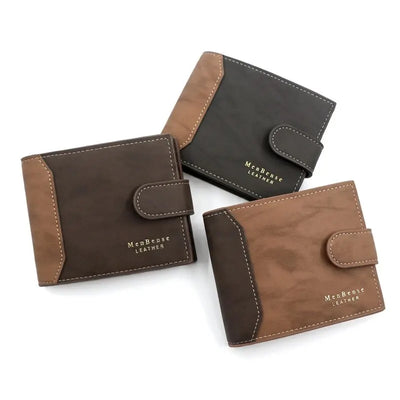 Men's Wallet with Hasp Business Card Holder Case Male Short Purse PU Leather Money Bag for Men Credit Card Wallets - Smarsty
