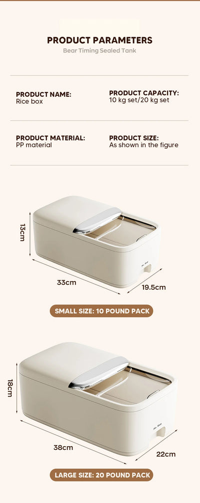 10KG Rice Storage Box Home with Lid Insect Proof Moisture Proof Rice Box Grain Sealed Jar Kitchen Container Storing Dry Grain by Smarsty