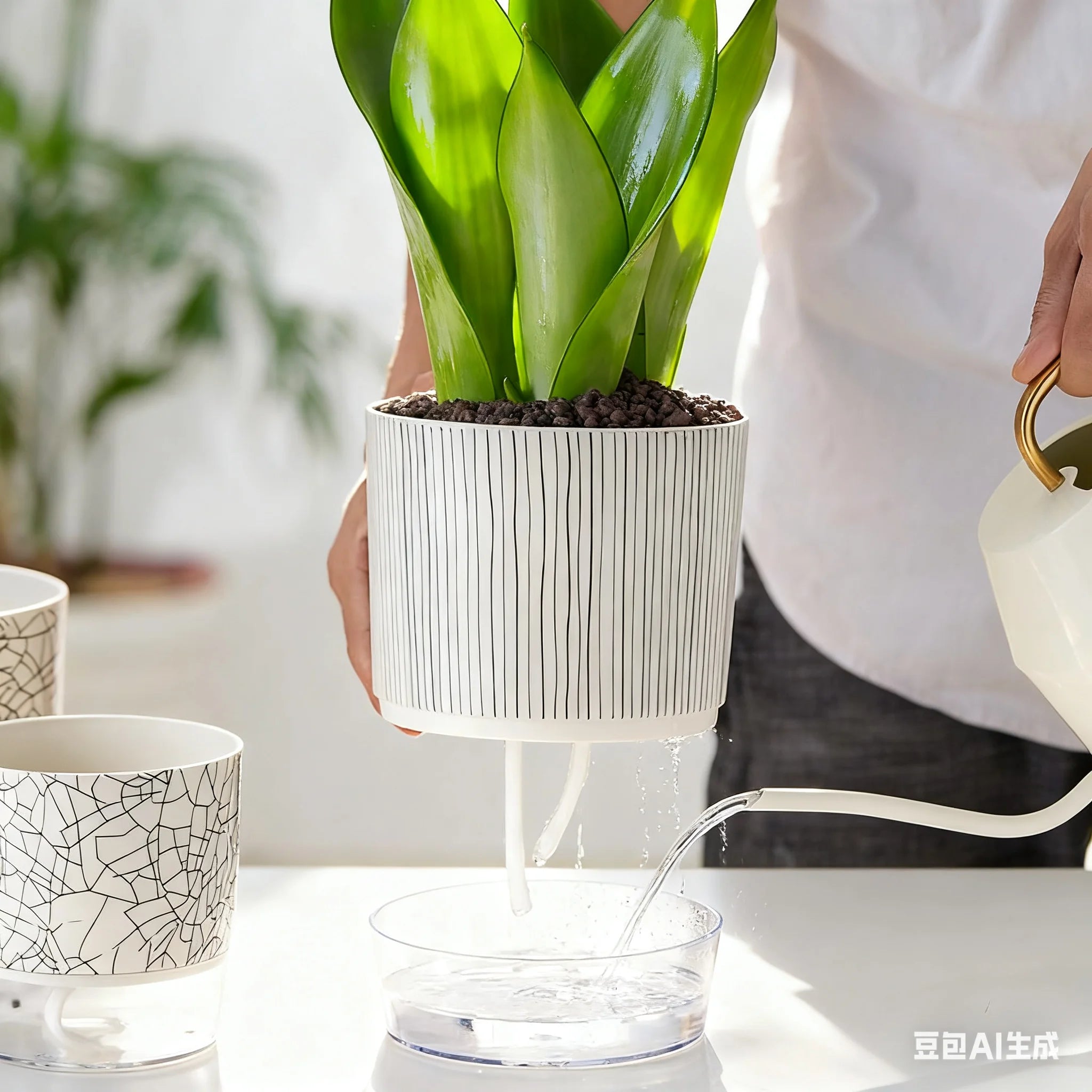 Self-watering Flower Pot Lazy Automatic Hydroponics Plants Pot Cotton Rope Watering Succulent Potted Planters Home Office Decor