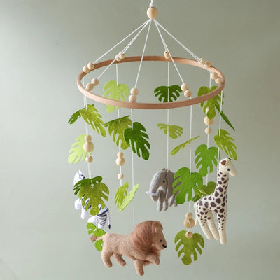 Baby Crib Mobile Rattle Toy For 0-12 Months Cartoon Felt Forest Animal Bed Bell Hanging Wooden Bracket Mobile Newbaby Rattle Toy by Smarsty