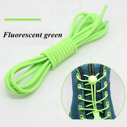 1 Pair 22 Colors Elastic Shoelaces Round Locking No Tie Shoe Laces Kids Adult Quick Lazy Laces Rubber Sneakers Shoelace T1 - Smarsty