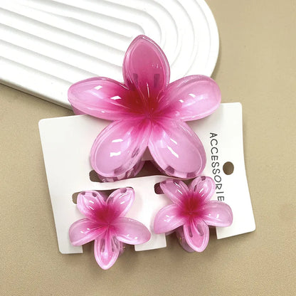 Bohemian Plumeria Hair Claw Clips Set Lightweight Beach - Smarsty