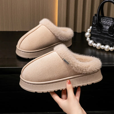 Women's Winter Slippers Non-Slip Indoor House Shoes, Plush Fleece Lined Warm Cotton Slippers with Soft Sole for Home Comfort - Smarsty