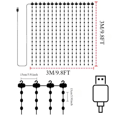 LED Decoration RGB curtain Smart Lights App Controlled String Fairy Lights DIY Pattern and Text Programmable Music Sync Reote