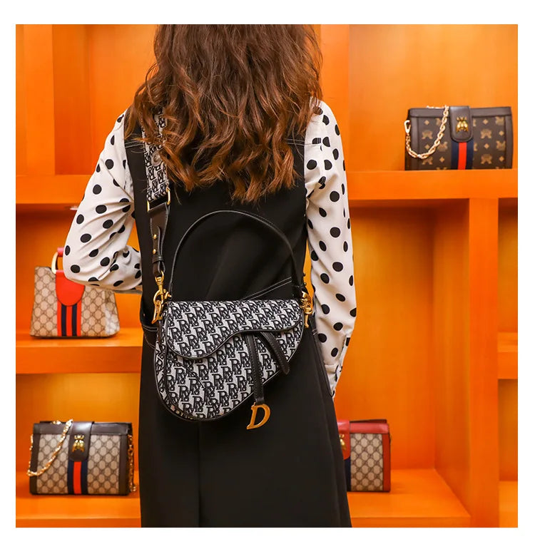 Studded Embroidered Shoulder Crossbody Bag Saddle Handbag - Smarsty