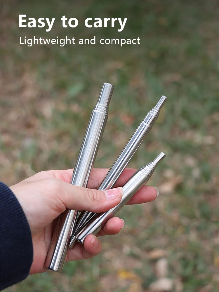 Stainless Steel Blowpipe Pocket Bellow Collapsible Air Blow Stick Campfire Fire Tool Outdoor Bushcraft Camping Hiking Cooking