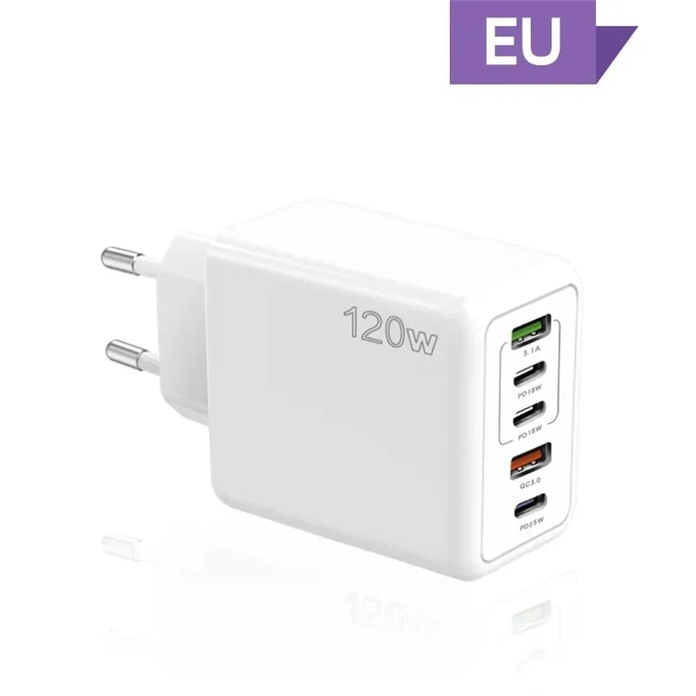 120W 5 Port USB PD Charger Fast Charging Wall Adapter - Smarsty