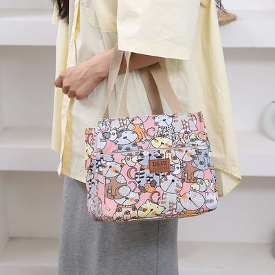 Insulated Cartoon Print Lunch Bag Large Capacity Everyday - Smarsty