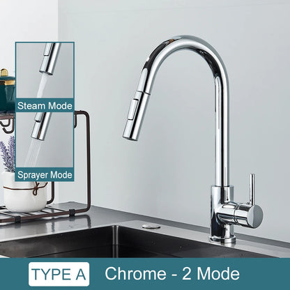 Black Kitchen Faucet with Pull Out Spray Versatile Hot and Cold Water - Smarsty