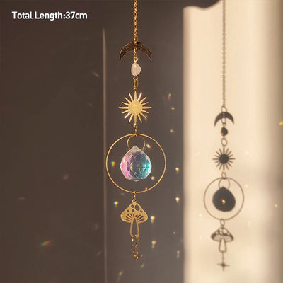 Golden Butterfly Crystal Pendant Suncatcher Wind Chimes - Smarsty