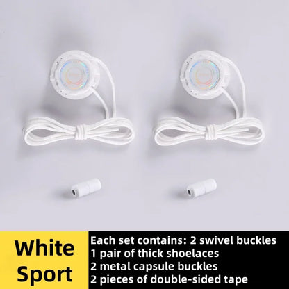 easy installation Automatic Shoelaces Without ties Black white Swivel Buckle Laces Thick Rope Sneakers Shoelace Shoe Accessories - Smarsty