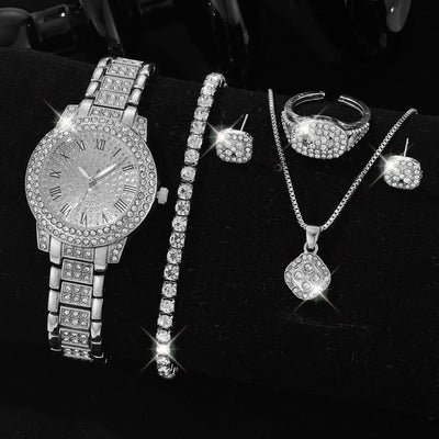 Luxury Silver Women's Quartz Watch Set for Her - Smarsty