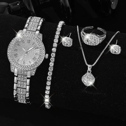 Luxury Silver Women's Quartz Watch Set for Her - Smarsty