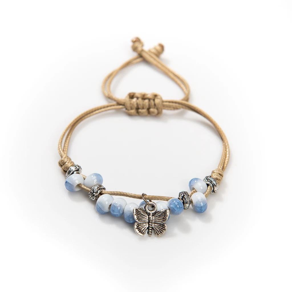 Handmade Vintage Ceramic Butterfly Adjustable Bracelet - Smarsty