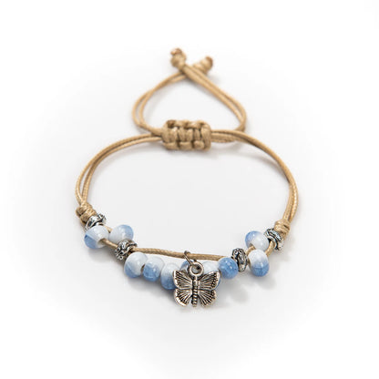 Handmade Vintage Ceramic Butterfly Adjustable Bracelet - Smarsty