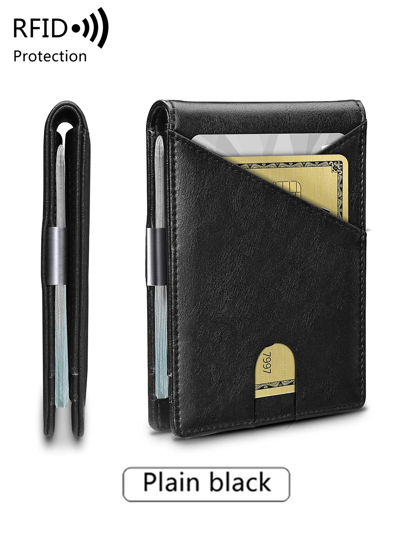 Minimalist men's wallet RFID anti-theft brush double fold cross front pocket portable card holder 12 card multifunctional wallet - Smarsty