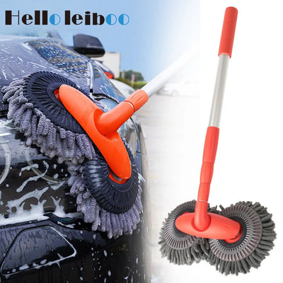 Telescopic Car Cleaning Brush Mop With Chenille Heads - Smarsty