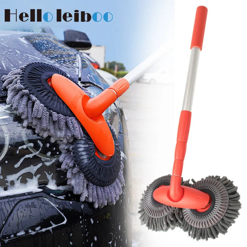 Telescopic Car Cleaning Brush Mop With Chenille Heads - Smarsty