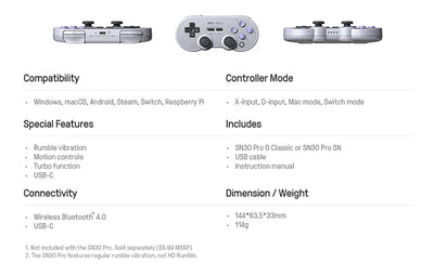8Bitdo SN30 Pro Bluetooth Gamepad for Nintendo Switch - Smarsty