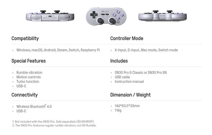 8Bitdo SN30 Pro Bluetooth Gamepad for Nintendo Switch - Smarsty
