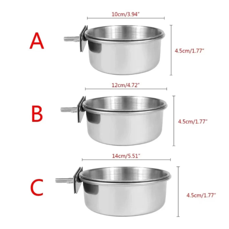 Stainless Steel Bird Feeder Bowl with Clamp Design - Smarsty