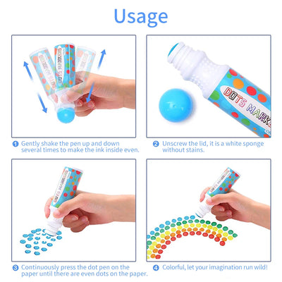 Ohuhu Washable Large Dot Makers Bingo Pen Mini Graffiti Flowing Pen Washable Paint Signature Pen Watercolor Pen Painting Tools - Smarsty