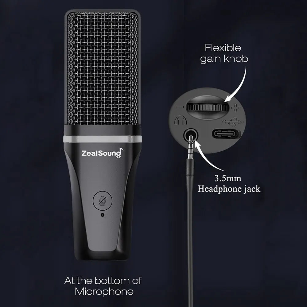 Zealsound RGB USB Condenser Microphone For Streaming - Smarsty