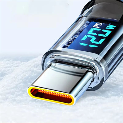 NNBILI 120W Super Fast Charging Cable Real-time Digital Display USB A to Type C data Cable For iPhone Android Phones Universal - Smarsty
