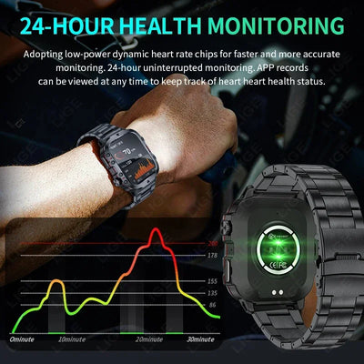 Rugged Military Smart Watch for Men with Bluetooth Calling - Smarsty