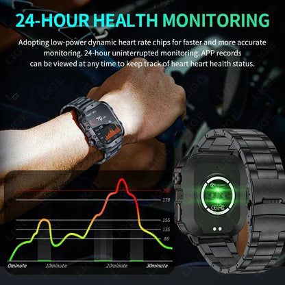 Rugged Military Smart Watch for Men with Bluetooth Calling - Smarsty