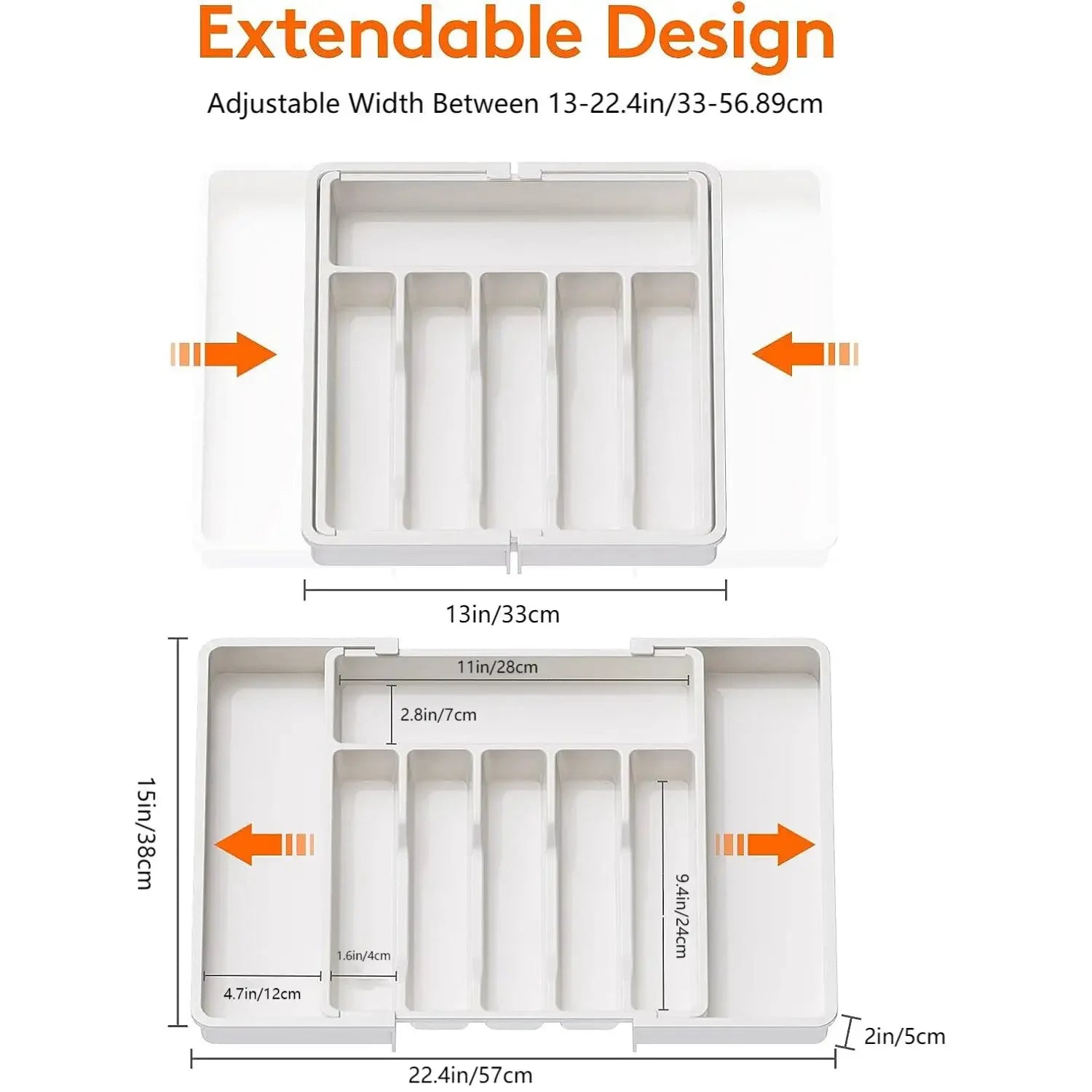 New Expandable Cutlery Drawer Organizer, Adjustable Kitchen Utensil Tray Set, Compartment Flatware Storage Divider