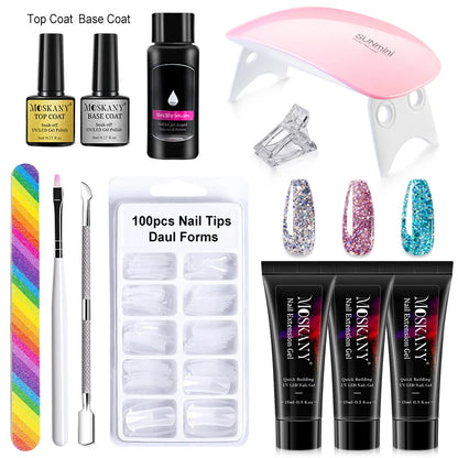 Poly Nail Gel Set With 6W LED Lamp For Beginners - Smarsty