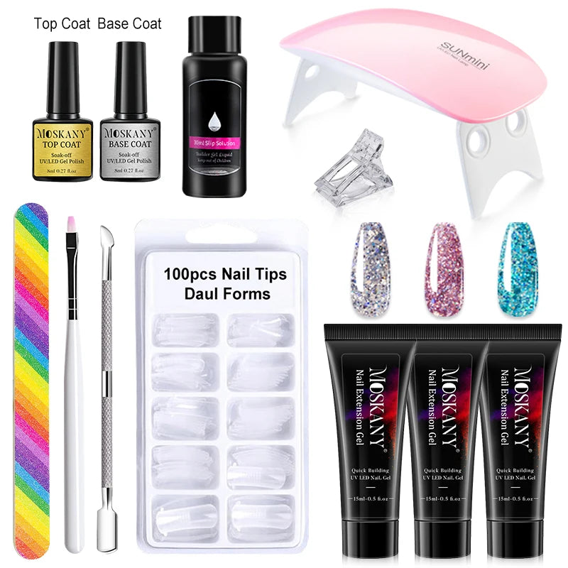 Poly Nail Gel Set With 6W LED Lamp For Beginners - Smarsty