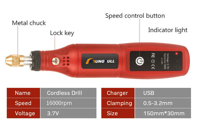 USB Rechargeable Cordless Engraving Pen Wireless Electric Drill Rotary Tool for Jewelry Glass - Portable Handheld Engraver - Smarsty