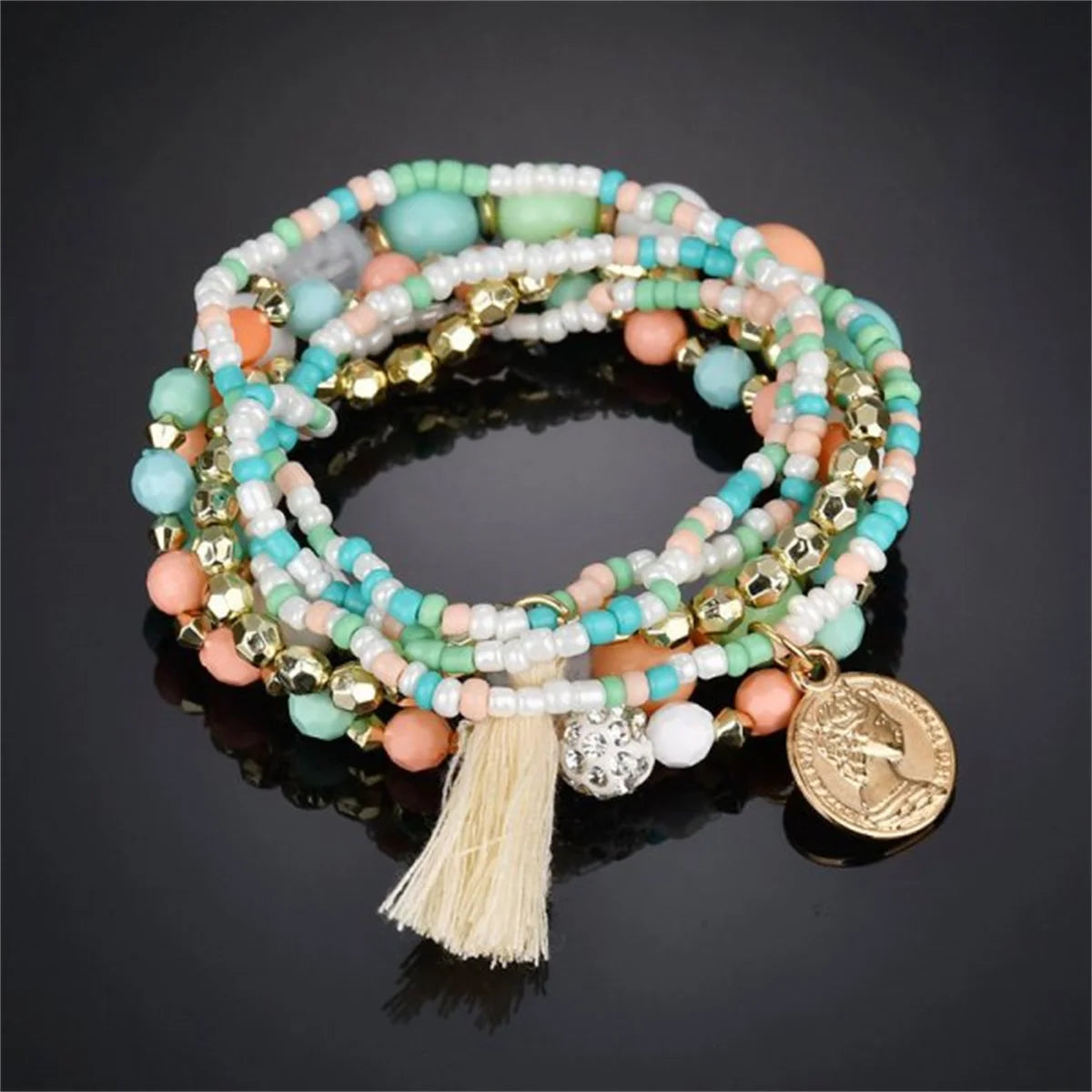 Bohemia Crystal Multicolor Bead Wrap Bracelet for Women - Smarsty