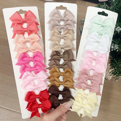 Handmade Baby Girls Bow Hair Clips Set Nontoxic Soft - Smarsty
